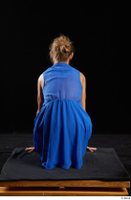  Sarah Kay  1 blue dress brown high heels casual dressed kneeling whole body 0005.jpg